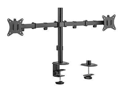 Gembird MA-D2-01 - Monteringssett (skrivebordsklemmemontering, 2 justerbare armer, stangmontering, maljeklemme) - for 2 LCD-skjermer - stål, plasti...