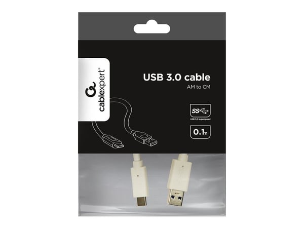 Gembird CCP-USB3-AMCM-W-0.1M, 0,1 m, USB C, USB A, USB 3.2 Gen 1 (3.1 Gen 1), 600 Mbit/s, Valkoinen