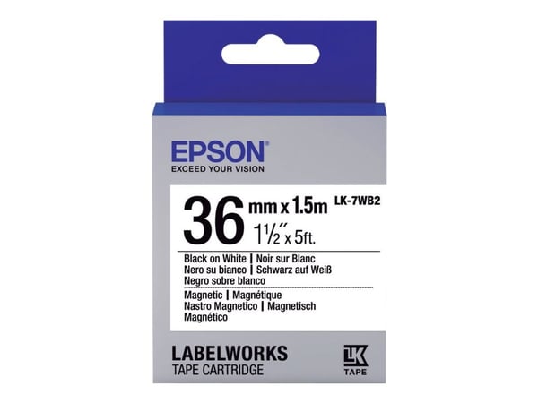Epson LabelWorks LK-7WB2 - Svart på hvitt - Rull (3,6 cm x 1,5 m) 1 rull(er) magnetiske etiketter - for LabelWorks LW-1000, LW-300, LW-400, LW-600,...