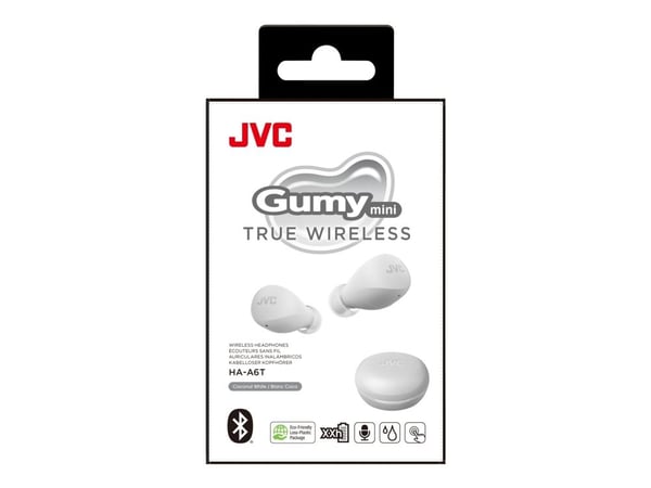 JVC HA-A6T - Gumy Mini - True wireless-hodetelefoner med mikrofon - i øret - Bluetooth - kokosnøtthvit