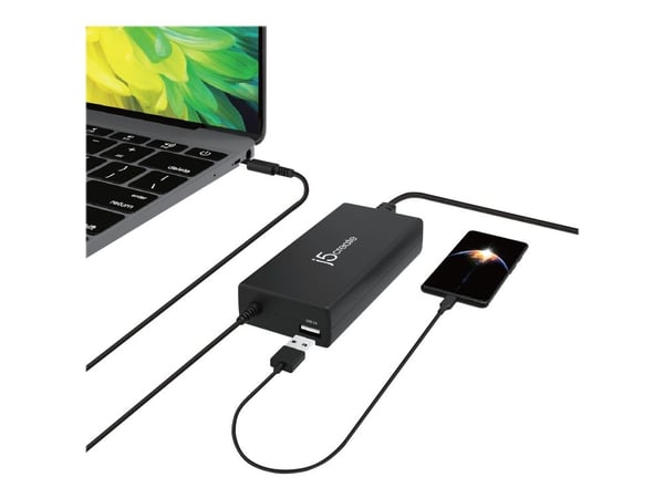 j5create JUP2290C Super Charger - Strømadapter - AC 100-240V - 100 Watt - utgangskontakter: 2 - svart