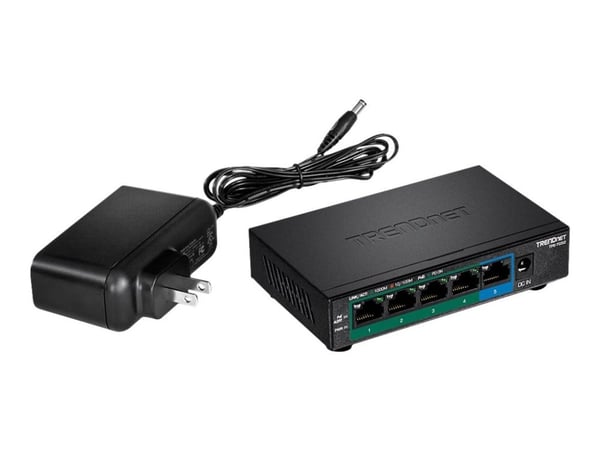TRENDnet TPE TG52 - Switch - 4 x 10/100/1000 (PoE+) + 1 x 10/100/1000 - stasjonær, veggmonterbar - PoE+ (32 W) - TAA-samsvar