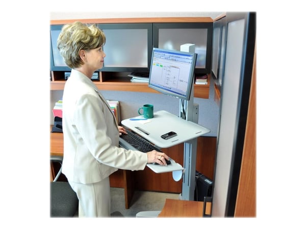 Ergotron WorkFit-C Single LD Sit-Stand Workstation - Vogn - for LCD-skjerm / PC-utstyr - grå - skjermstørrelse: inntil 30"