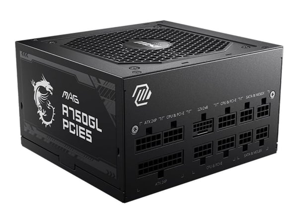 MSI MAG A750GL PCIE5 - Strømforsyning (intern) - ATX12V 3.0/ EPS12V - 80 PLUS Gold - AC 100-240 V - 750 watt - aktiv PFC