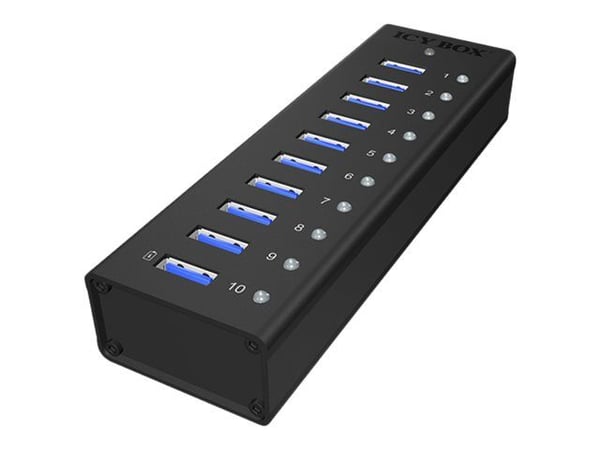 ICY BOX IB-AC6110 - Hub - 10 x SuperSpeed USB 3.0 - stasjonær