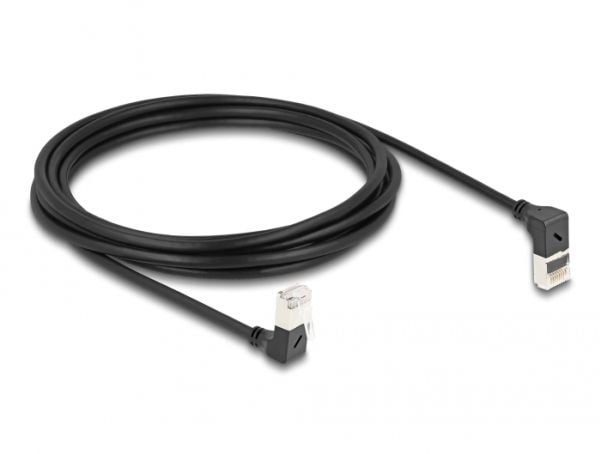 Delock RJ45 nettverkskabel Cat.6A S/FTP Slank 90° opp/ned vinklet 3 m svart