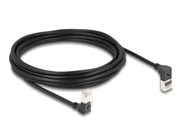 Delock RJ45 nettverkskabel Cat.6A S/FTP Slank 90° opp/ned vinklet 5 m svart