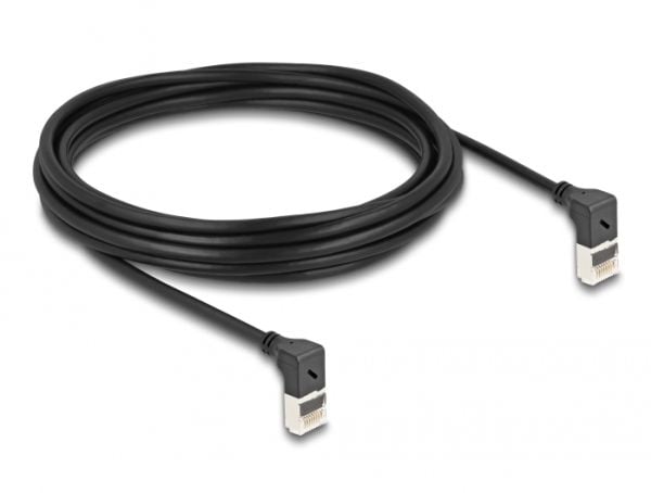 Delock - Koblingskabel - RJ-45 (hann) oppvinklet til RJ-45 (hann) oppvinklet - 5 m - 4.5 mm - S/FTP - CAT 6a - med støvel, halogenfri - svart