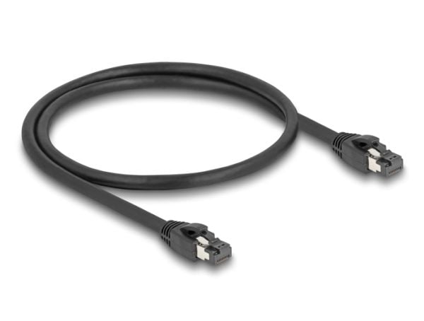 Delock - Koblingskabel - RJ-45 (hann) til RJ-45 (hann) - 50 cm - 7.5 mm - SFTP, PiMF - CAT 8.1 - halogenfri, uten hindringer - svart