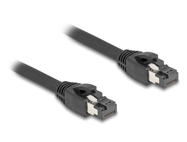 Delock - Koblingskabel - RJ-45 (hann) til RJ-45 (hann) - 50 cm - 7.5 mm - SFTP, PiMF - CAT 8.1 - halogenfri, uten hindringer - svart