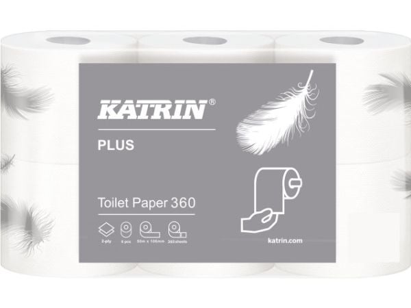 Toiletpapir, Katrin, Plus, 2 lag, hvid x 50.00m, kasse a 42 ruller