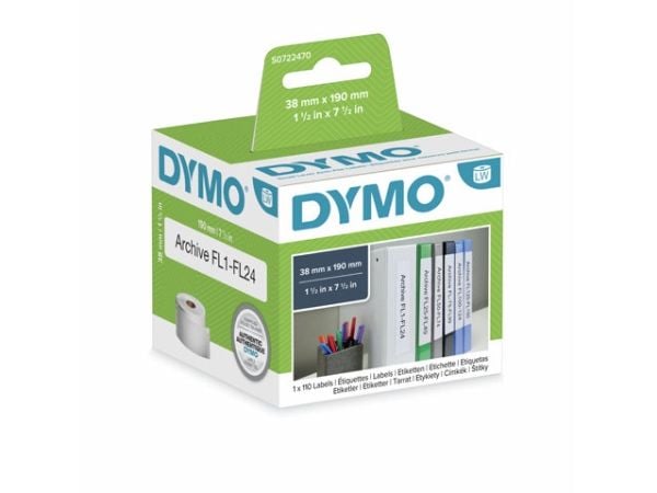 DYMO LabelWriter - Svart på hvitt - 190 x 38 mm 110 etikett(er) (1 rull(er) x 110) armbueetiketter - for DYMO LabelWriter 310, 320, 330, 330 Turbo,...