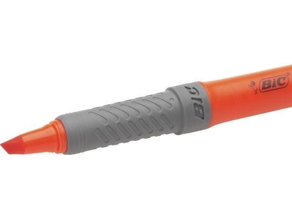 BIC brite liner Grip - Markeringspenn - fluorescerende oransje - vannbasert blekk - 1.6-3.4 mm - fin og bred (en pakke 12)