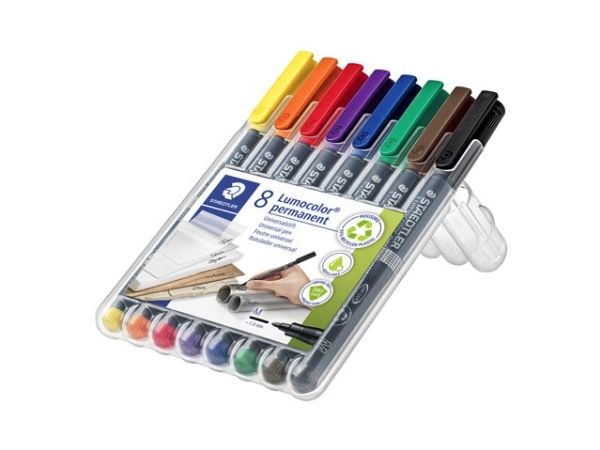 Staedtler 317 WP8, Musta, Sininen, Ruskea, Vihreä, Oranssi, Punainen, Violetti, Keltainen, Musta, Läpinäkyvä, Polypropeeni (PP), 1 mm, 8 kpl