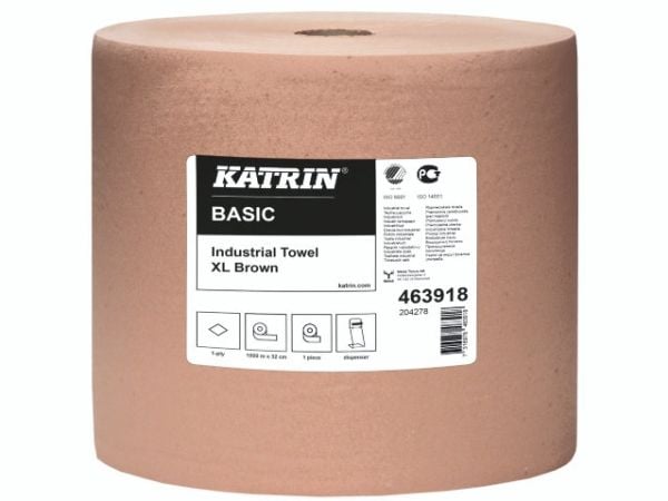 Torkrulle Industri Katrin Basic 1-lagers Ø37cm B32cm x L1000m Återvunnen Brun, 1 rulle