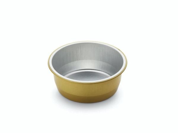 Folieform, Plus Pack, rund 290 ml, Ø 111, höjd 43 aluminium, guld/aluminium, förpackning med 115 st 1-fack