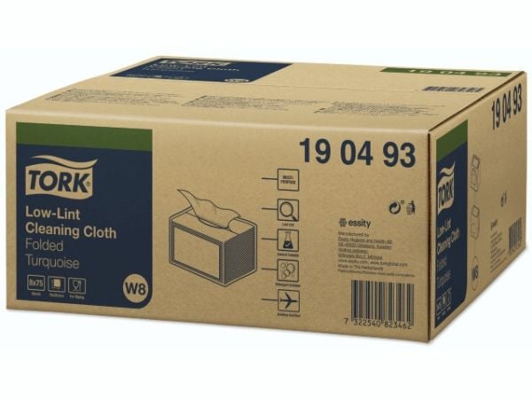 Aftørringsklud Tork Sensitiv W8 300x385 mm turkis - (8 pakker x 75 stk.)
