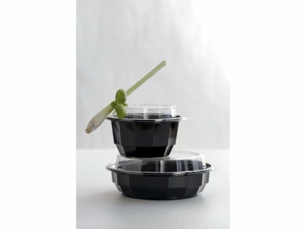 Plastskål Bowl Diamond 714ml Ø18,8x4,8cm RPET Sort,6 pk x 50 stk/krt
