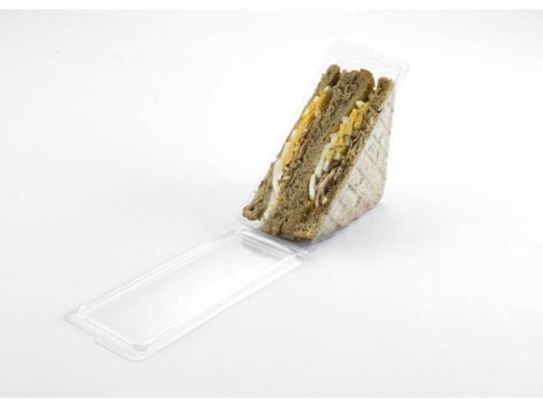 Sandwichbakke 185x78x85 mm til 4 skiver med Låg PET Klar,5 pk x 100 stk/krt