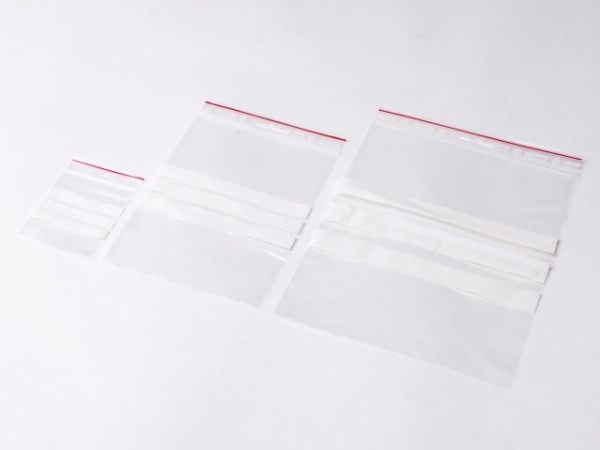 Lynlåspose, Grippie, 50 µm, 40 x 60 mm LD-PE, Transparent, med skrivefelt lynlåslukning, pakke a 100