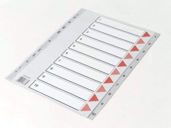 Plastregister Q-Line A4 1-10 grå m/kartonforblad - (20 stk.)