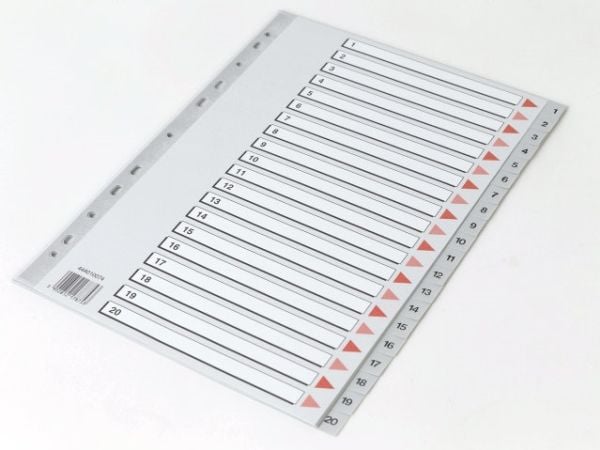 Register, Q-Line, A4,210x297mm, grå Pakke med 10 sæt - (10 stk.)
