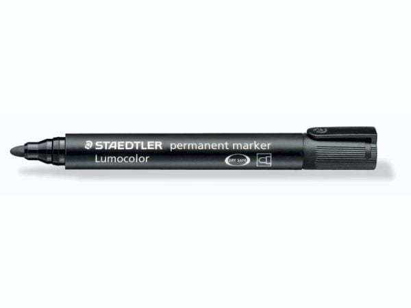 Staedtler Lumocolor, Musta, Pyöreä pää, Musta, 2 mm, Saksa, 1 kpl