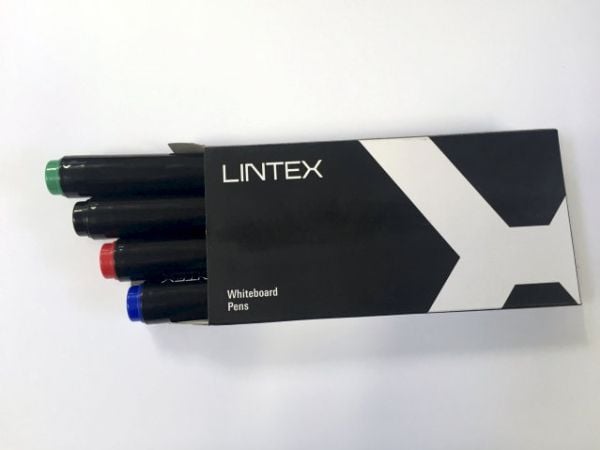 Lintex Felt-tip pens 4, 4 kpl, Musta, Sininen, Vihreä, Punainen, Musta