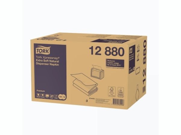 Servietter til dispenser, Tork, N4 2-fold Natur Premium, 2 lag, natur 165mmx213mm, pakke a 8000 stk