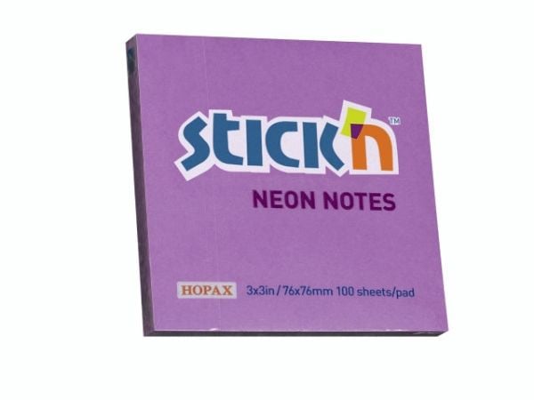 Notes, BNT Stick´n, Neon, lilla, 76x76mm - (12 stk.)