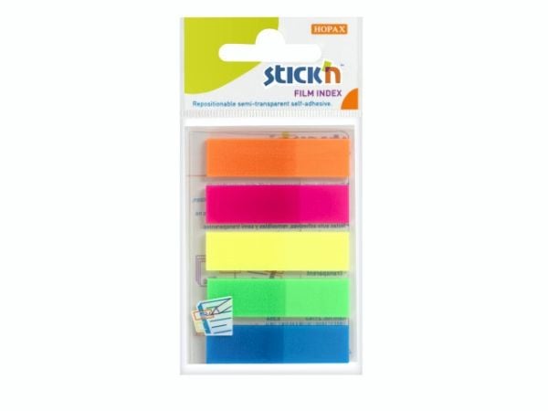 Indexfaner, BNT Stick´n, 5 farver,45 x12mm, assorteret pakke a 125 stk