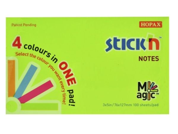 Muistiinpanot Stick'N Magic Neon 76x127mm 4 väriä 100blade - (12 kpl)