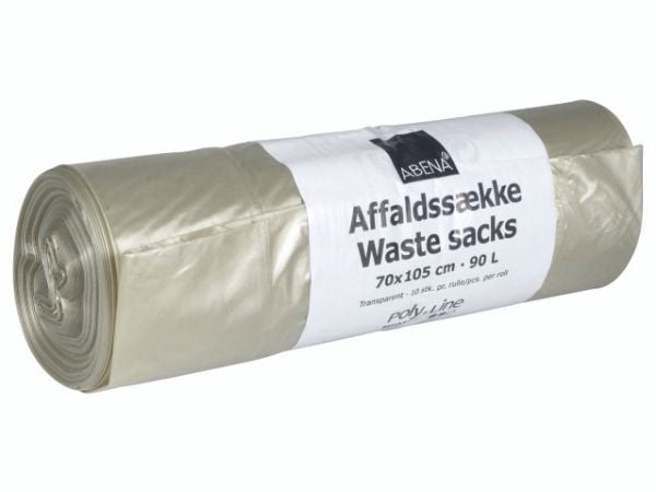 Sæk, ABENA Poly-Line, 90 l, klar, LDPE/genanvendt - (20 stk.)