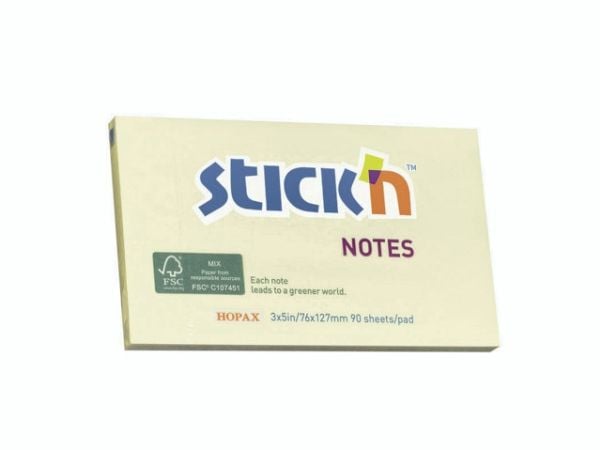 Notes Stick'N gul 76x127mm 90blad/blokk - (12 stk.)