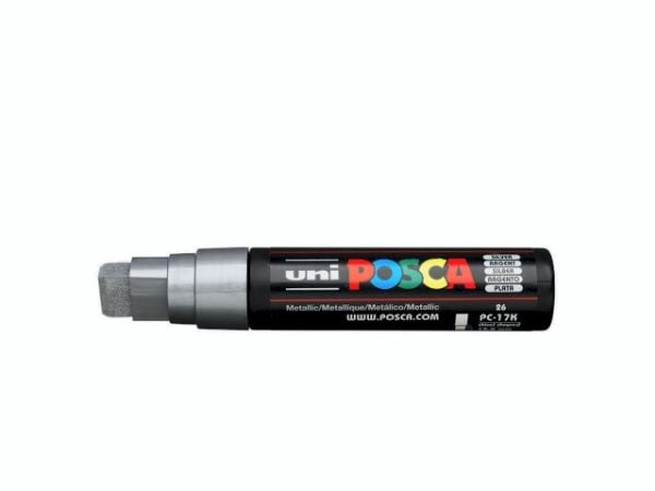 Paintmarker, Uni Posca, PC-17K, 15MM Rund spids, silver, permanent - (5 stk.)