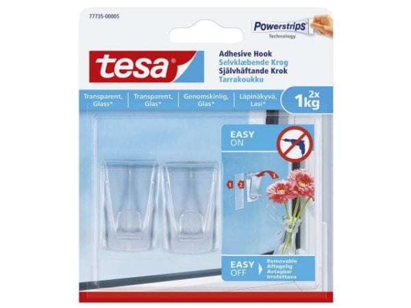 Klæbekrog, TESA, hvid Deco til faste overfalder 1kg pakke a 2 stk