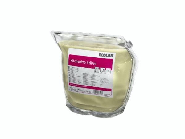ECOLAB KitchenPro AziDes - Puhdistusneste - muovitasku - 2 L - ammattikäyttöön - tiivistetty (2 kpl)