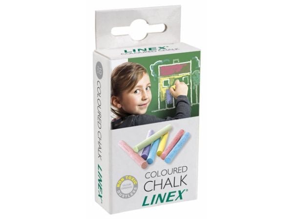 Tavlekridt Linex rund ass. farver (æske á 10 stk.)