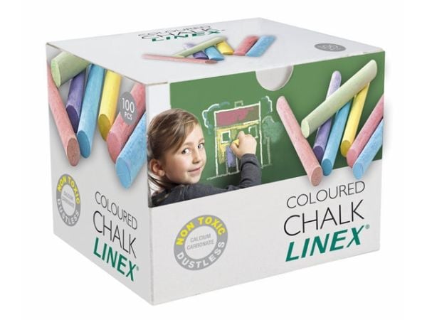 Tavlekridt Linex rund ass. farver (100 stk.)
