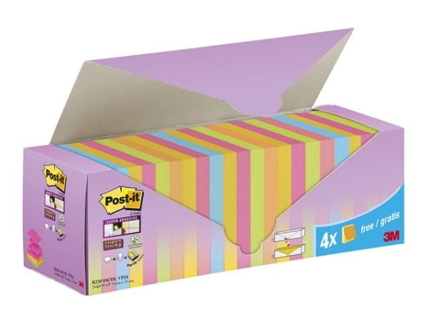 3M Post-it, firkant, Blå, Grønn, Oransje, Rosa, Gult, Papir, 60%, 76 mm, 100 ark