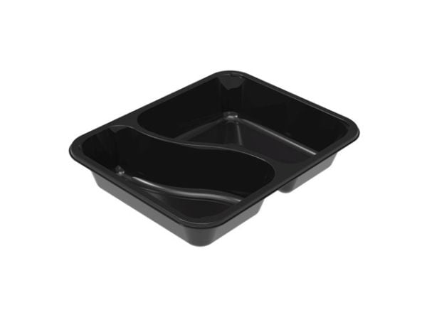 Plastbakke t/ovn CPET sort 1120ml 2rum 360stk/kar 2227-2F - (360 stk.)