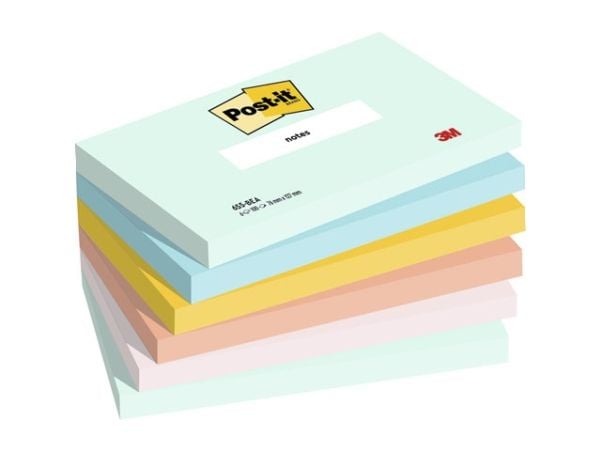 Post-It 655-6-BEA, Rektangel, Blå, Grønn, Oransje, Rosa, Gult, Papir, 127 mm, 76 mm, 100 ark