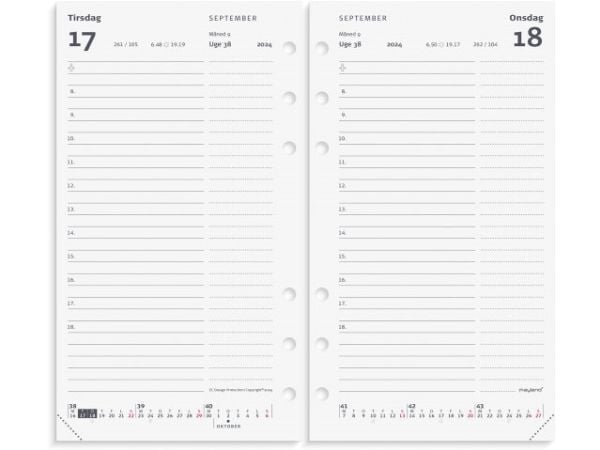 Dagkalender System PP skind sort 9,5x16,8cm 2024 2780 00