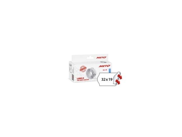 Prisetiket, Meto, Permanent 32x19mm hvid, pakke a 5 stk