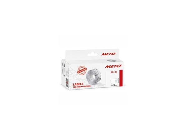 Prisetiket, Meto, Køl/Frys 26x12mm hvid, pakke a 6 stk