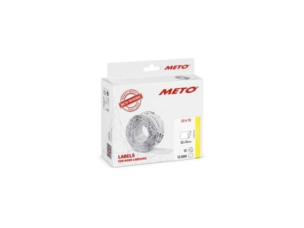 Prisetiket, Meto, Køl/Frys 22x12mm hvid, pakke a 12 stk