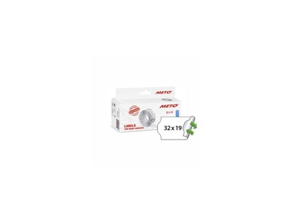 Prisetiket, Meto, Non.Perm. 32x19mm hvid, pakke a 5 stk