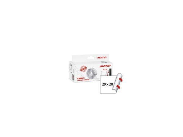 Prisetiket, Meto, Permanent 29x28mm hvid, pakke a 5 stk