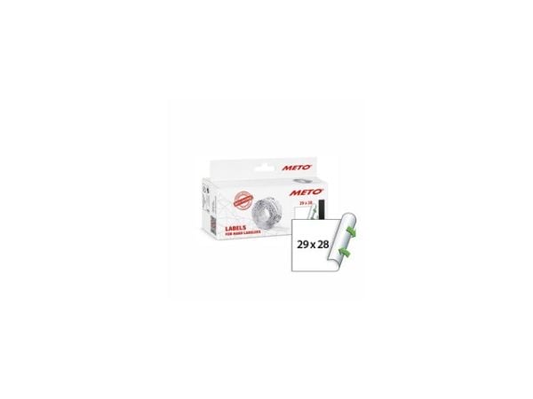 Prisetiket, Meto, Non.Perm. 29x28mm hvid, pakke a 5 stk
