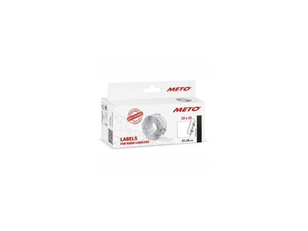 Prisetiket, Meto, Non.Perm. 29x28mm hvid, pakke a 5 stk